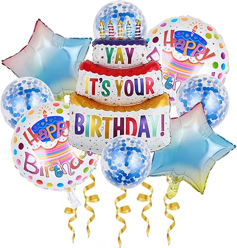 GLASNES Kit de globos de 39 pulgadas, globos de aluminio grandes para pastel de cumpleaños, globos de Mylar para decoración de fiesta de cumpleaños