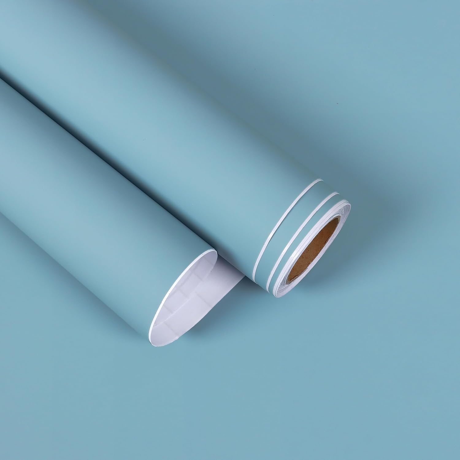 15.7"x472" Ocean Blue Wallpaper Peel and Stick Blue Contact Paper Waterproof Self Adhesive Solid Color Wallpaper for Bedroom Removable Matte Kitchen Vinyl Wrap for Cabinets Bathroom Wall