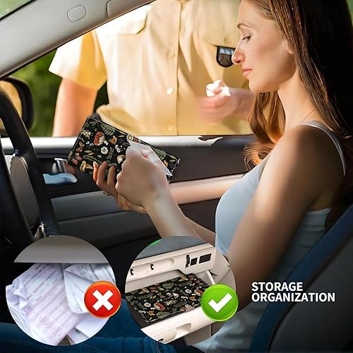 Miniatura 2 de Soporte de cuero para tarjetas de registro y seguro de automóvil, bonitos accesorios de automóvil, guantera de vehículo, organizador de automóvil