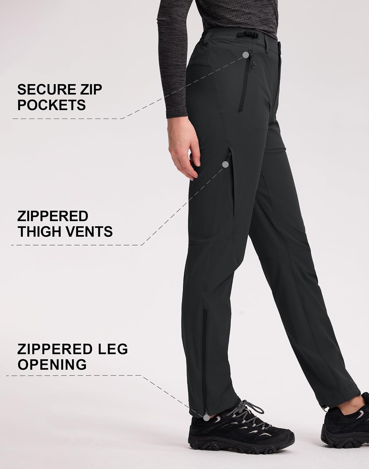 Pioneer Camp Women's Hiking Pants Lightweight Ultra-Breathable Quick Dry Stretch Cargo Pants with Ankle Zippers for Travel