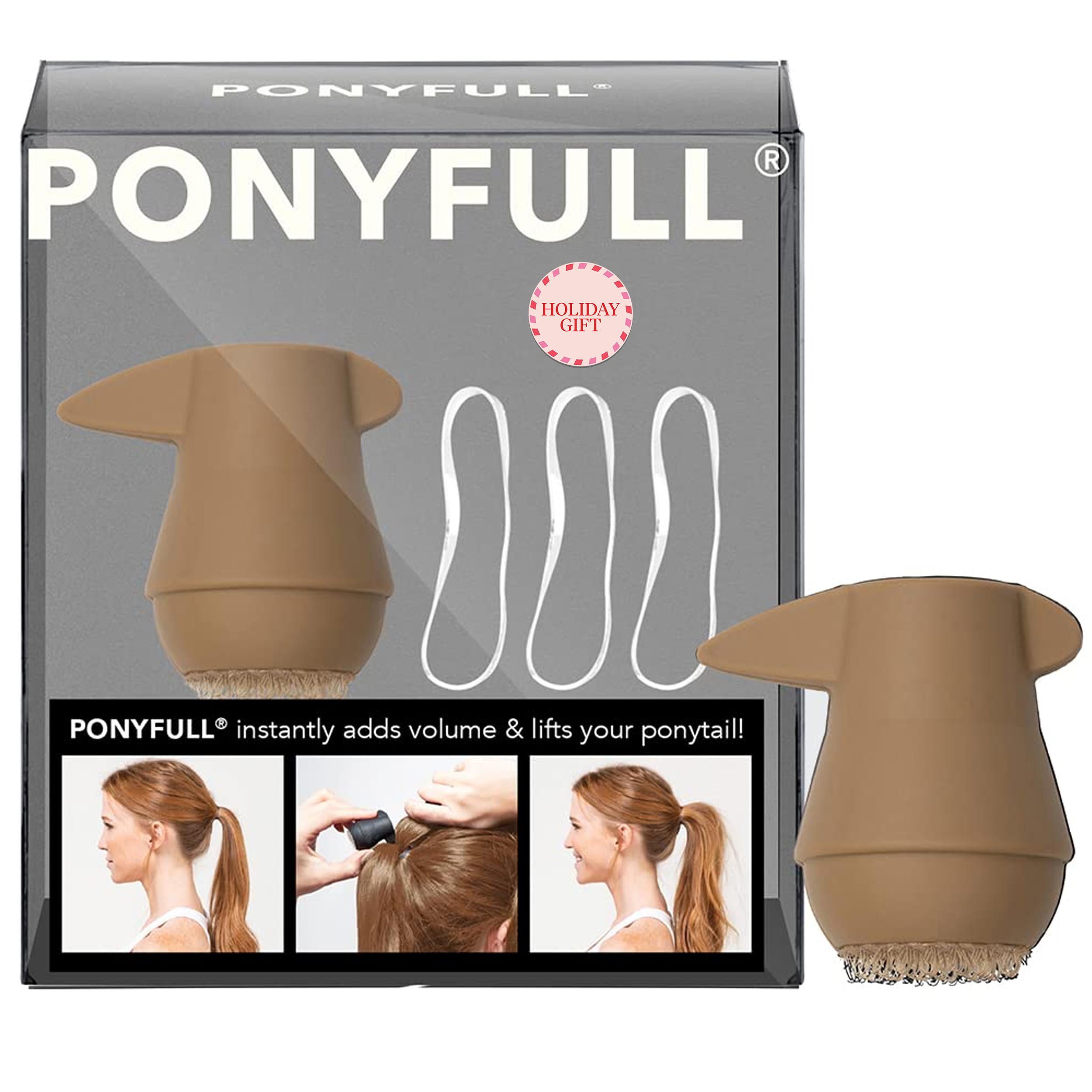 Kitsch PONYFULL Hair Volumizer Tool - Adds Lift and Style To Your Ponytail | Hair Bun Maker for Women | Ponytail Volumizer, Includes 3 No Snag Elastic Ties | Ideal Gifts for Women - (Blonde)