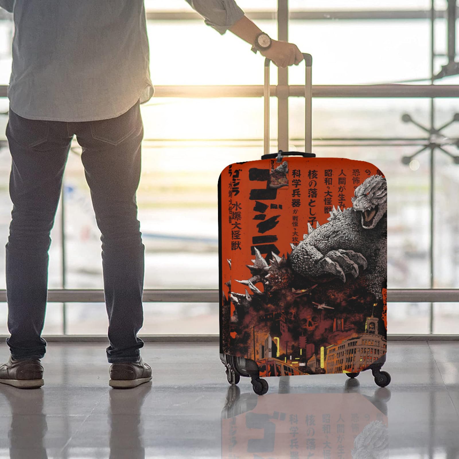 Amazon.co.jp: スーツケースカバー 怪獣王 ゴジラ 荷物タグ 2点セット