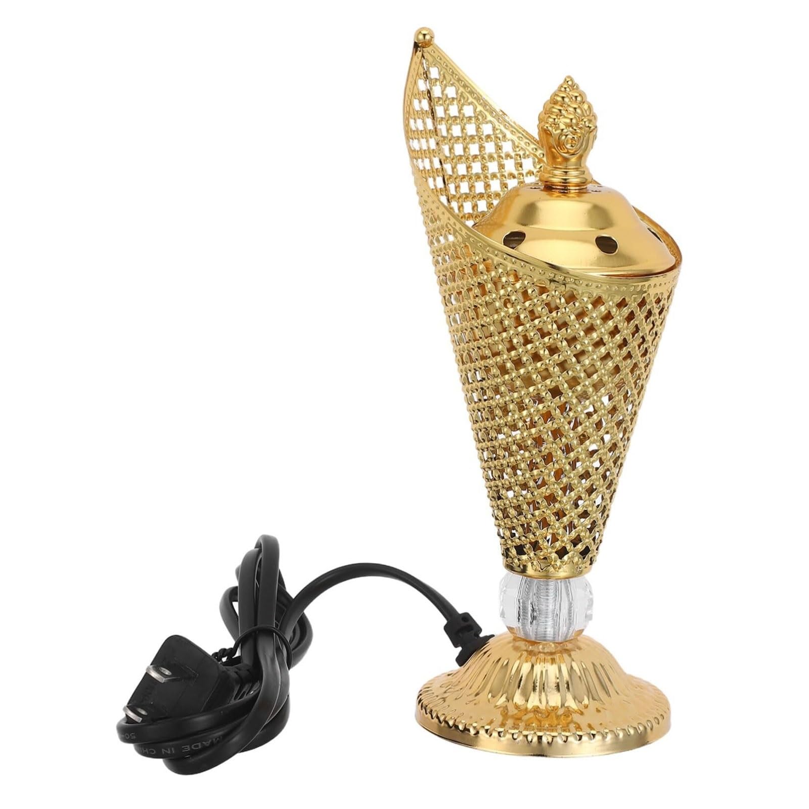 Gold Electric Bakhoor Burner,Metal Incense Warmer Plug-in Aromatherapy Diffuser for Home Fragrance, Meditation & Yoga