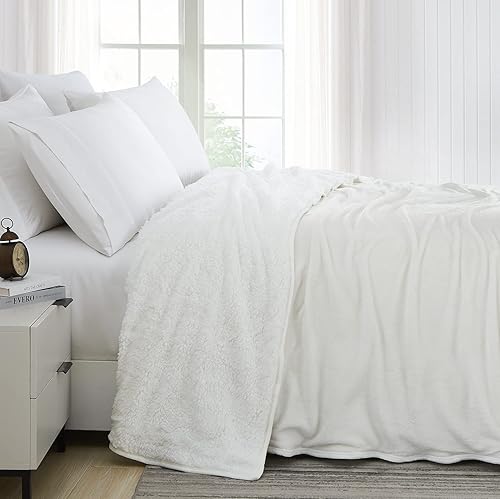 Vista 2 de Southshore Fine Living, Inc. Manta reversible de forro polar Sherpa para cama o sofá, manta ultrasuave y acogedora, lavable a máquina, súper suave