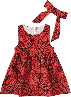 Baby Girls African Dresses Sleeveless Dashiki Toddler Kids Ankara 6M-3Y Princess Dress Outfits Headband Traditional