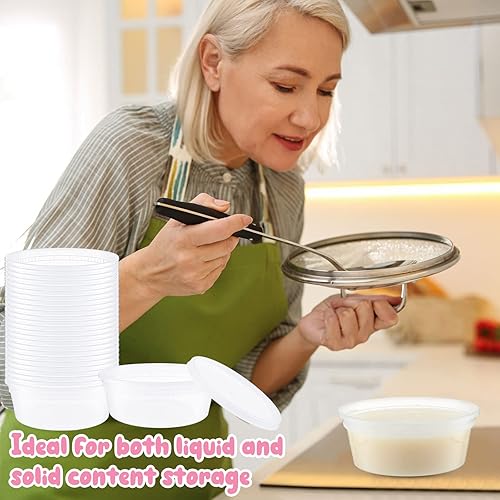 Miniatura 2 de Thenshop 100 recipientes de 8 onzas con tapas, almacenamiento de alimentos, recipientes de plástico para congelador, aperitivos, sopas, yogur,