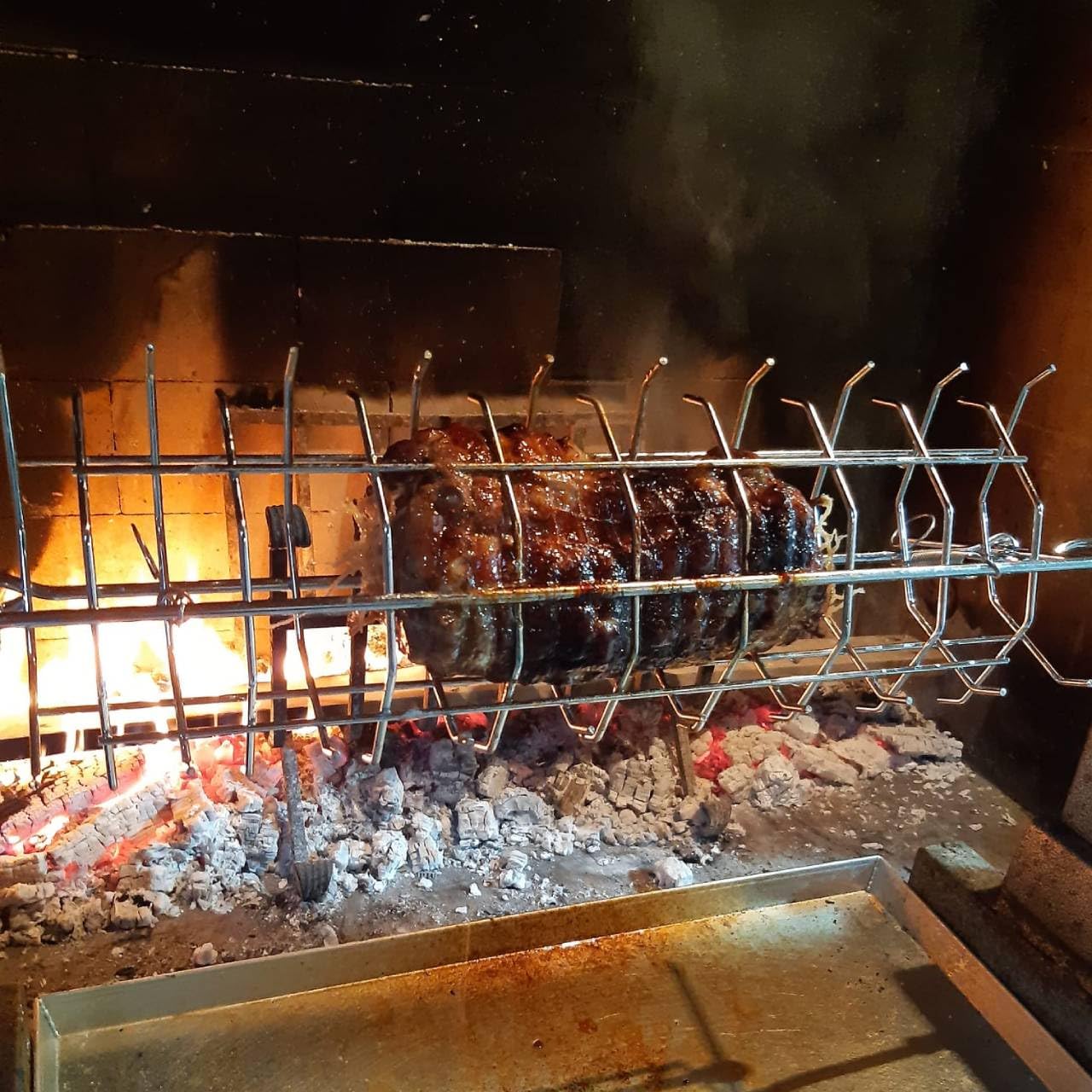 Broche Anglaise Barbecue Rôtissoire Tournebroche Acier chromé 78 cm