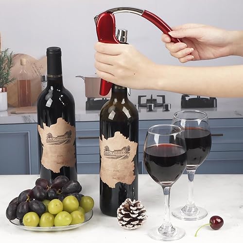 Miniatura 8 de KAYCROWN Abrebotellas de vino, sacacorchos de palanca vertical con diseño de cortador de lámina integrado, sacacorchos de mano manual con bomba de