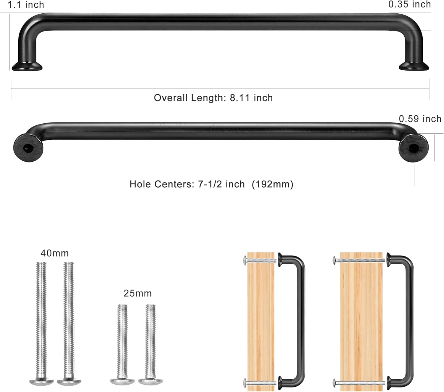 Malimali 10 Pack 7-1/2 Inch Matte Black Kitchen Cabinet Handles Black Modern Cabinet Pulls Antique Dresser Drawer Pulls Farmhouse Kitchen Hardware for Cabinets Cupboard Closet