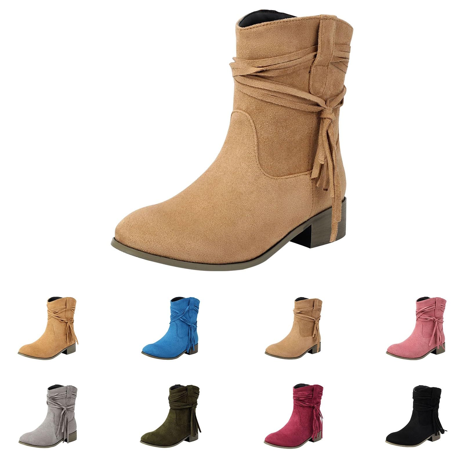 Stivaletti Donna Suola Antiscivolo Comodi con Tacco Stivali Leggero Antivento Chic Stivaletto Robusti Vintage Elegante Stivali da Pioggia Stivaletti per Esterno Neve Trekking e Giardino