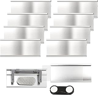 10 peças placas de identificação pessoal crachá de nome com ímã duplo e ranhura de papel aproximadamente (72 x 31 mm) etiqueta de nome com acessório de íman - prata para trabalho restaurante