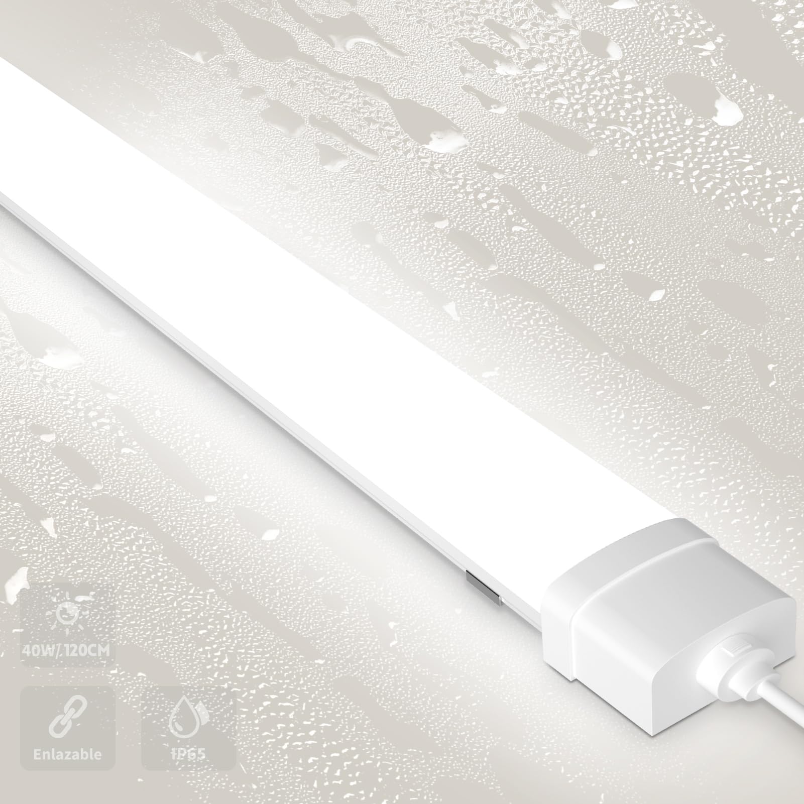 120CM Pantalla LED Lineal Tubos integrado 40W 4000LM Conectables Fluorescente Lámparas de Taller, 4500K Blanco neutro IP65 Luminaria Led para Oficina Garaje Sotano Baño Cocina Armario,4Pcs