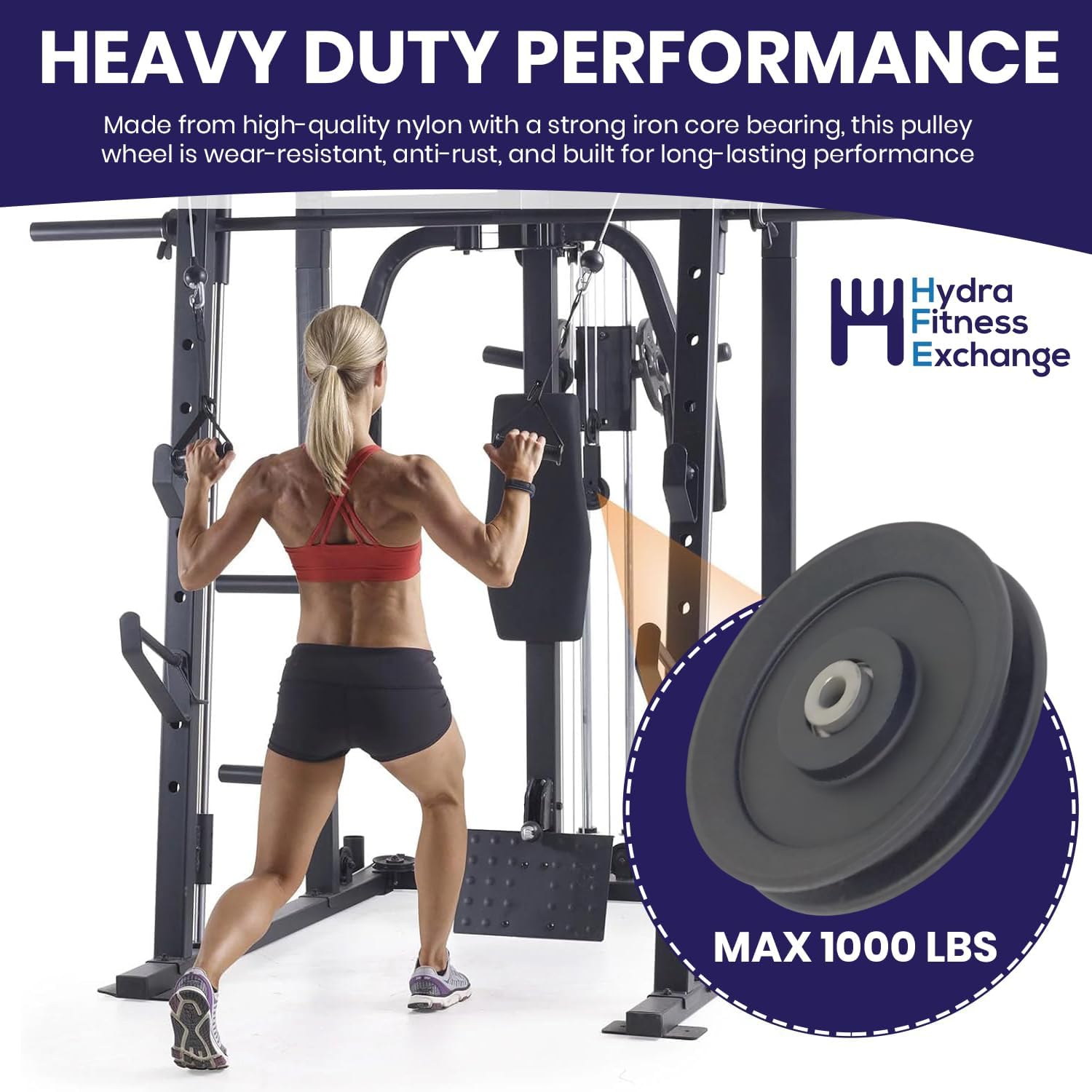 Hydra Fitness Exchange Gym Pulley Nylon Bearing Pulley Wheel, Black Replacement for Home Gym Equipment Cable Machine, Wearproof Anti-Rust Strong Bearing Wheel Compatible with Strength System