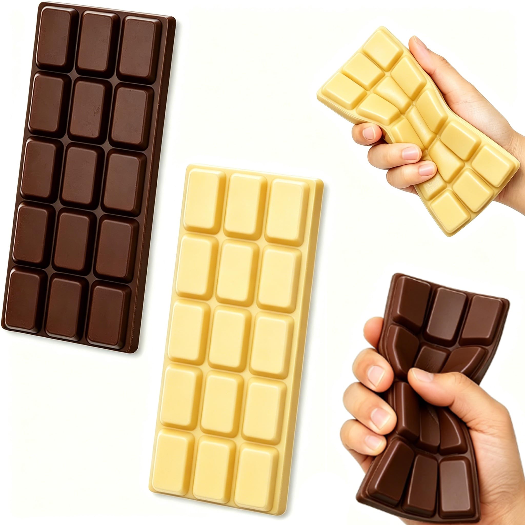 2Pcs Chocolate Squishy Set, Squishy Chocolate Bar Slow Rising Squishies, Soft Desk Decor for Office & Study