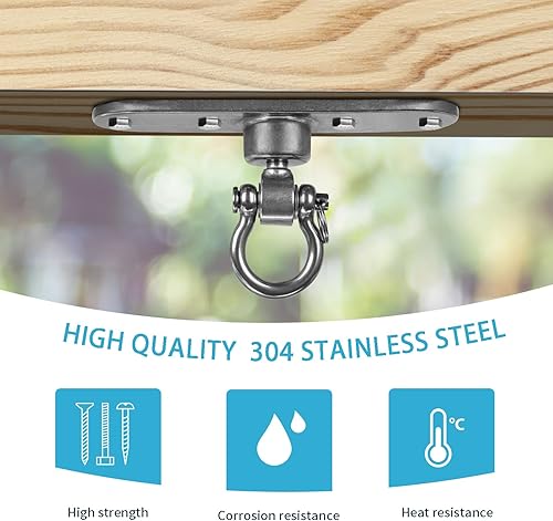 Vista 11 de Colgador de columpio de acero inoxidable resistente con rodamientos lisos de 180 ° + 360 °, capacidad de 1500 libras, hamaca de yoga, bolsa