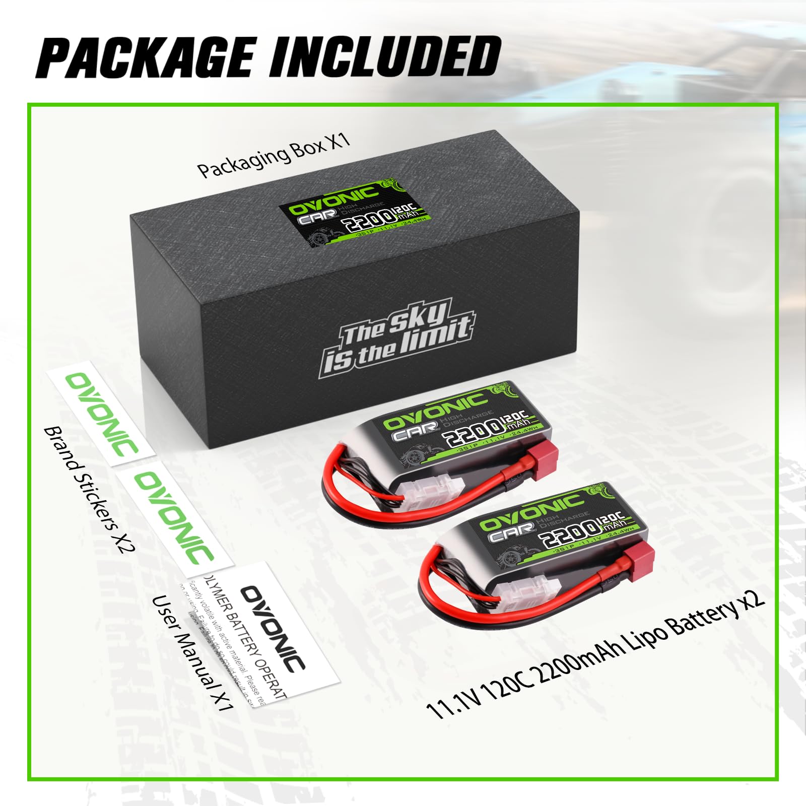 Amazon.com: OVONIC 3S Short LiPo Battery 11.1V 2200mAh 120C