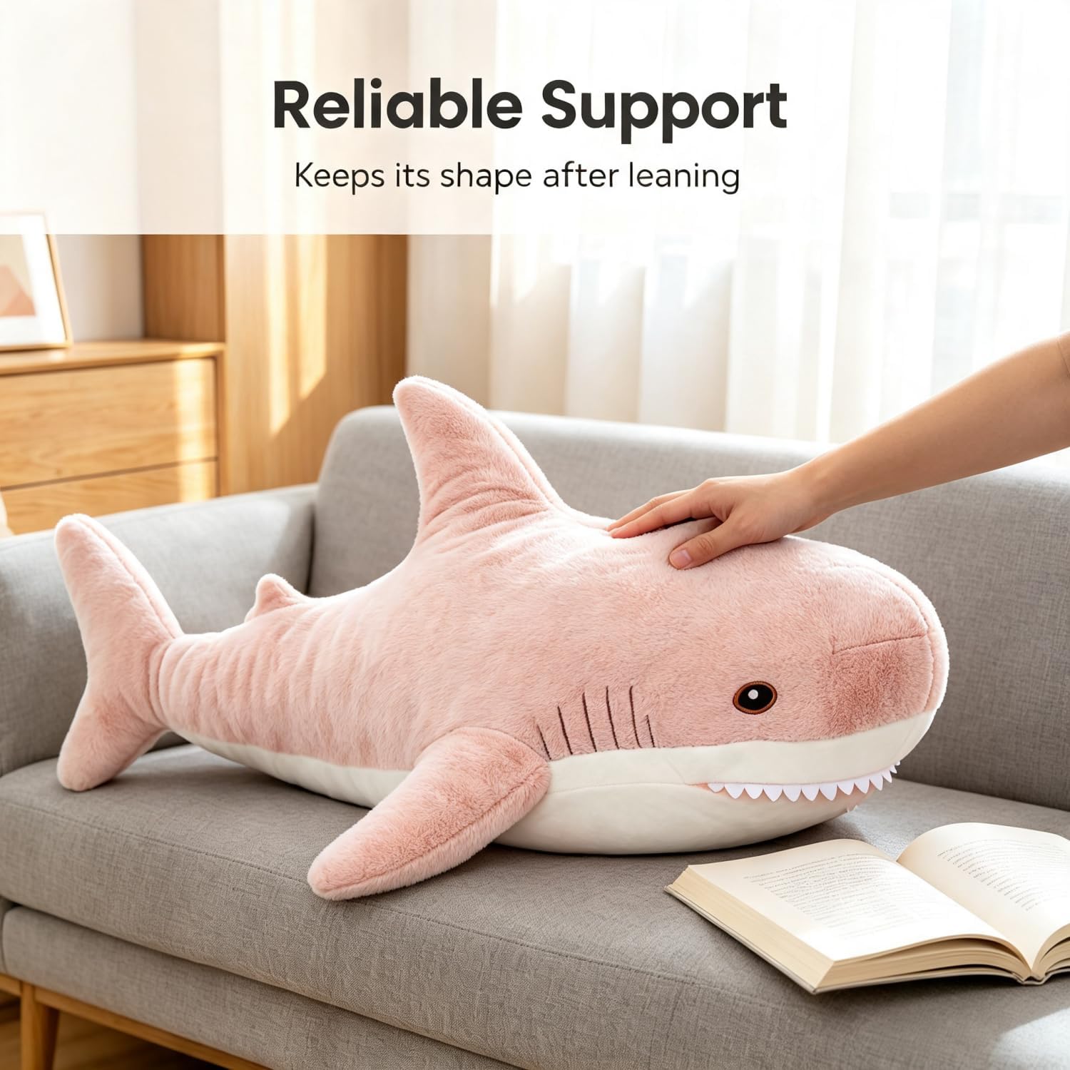 Pink 24-inch Shark Stuffed Animal Plush Soft Toy for Kids Gift image 5