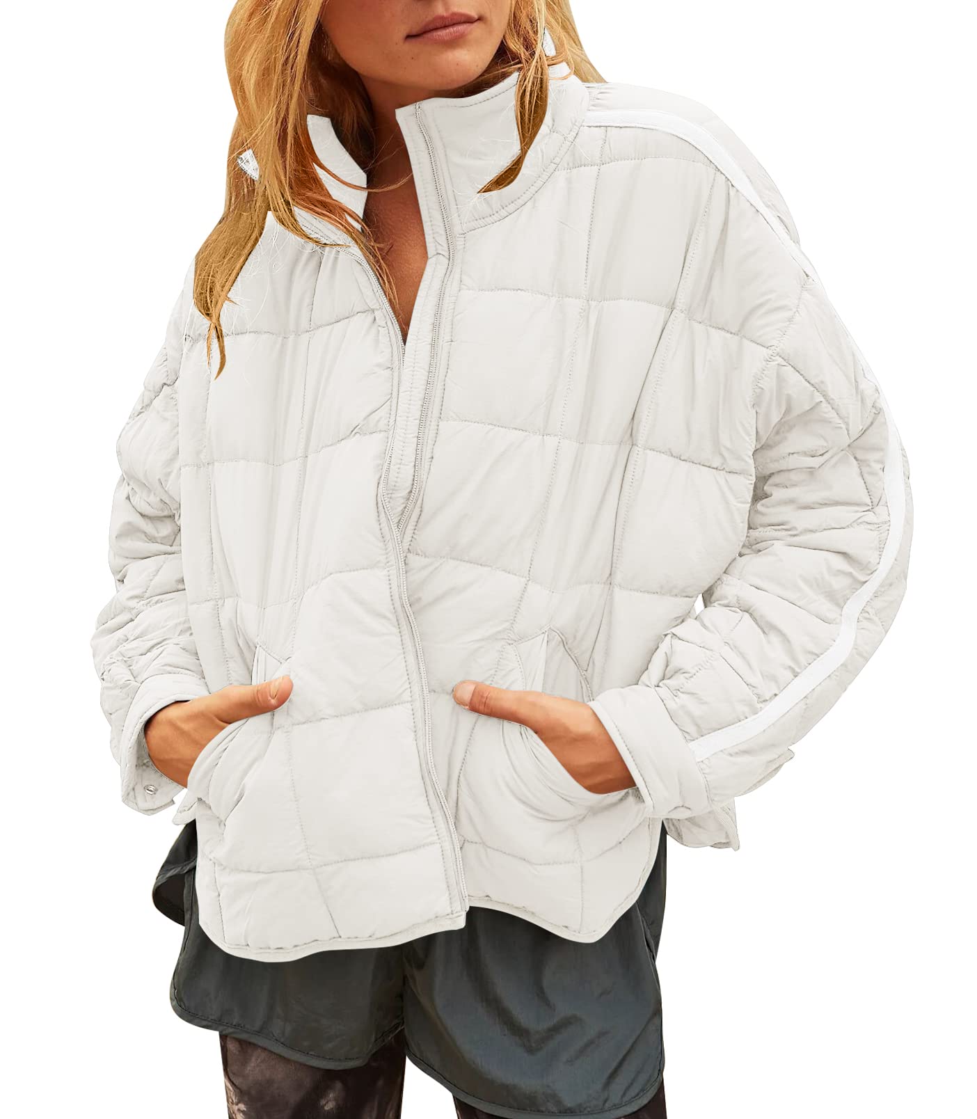 KYL Women's Quilted Lightweight Puffer Jacket Spring and Winter Zip Up