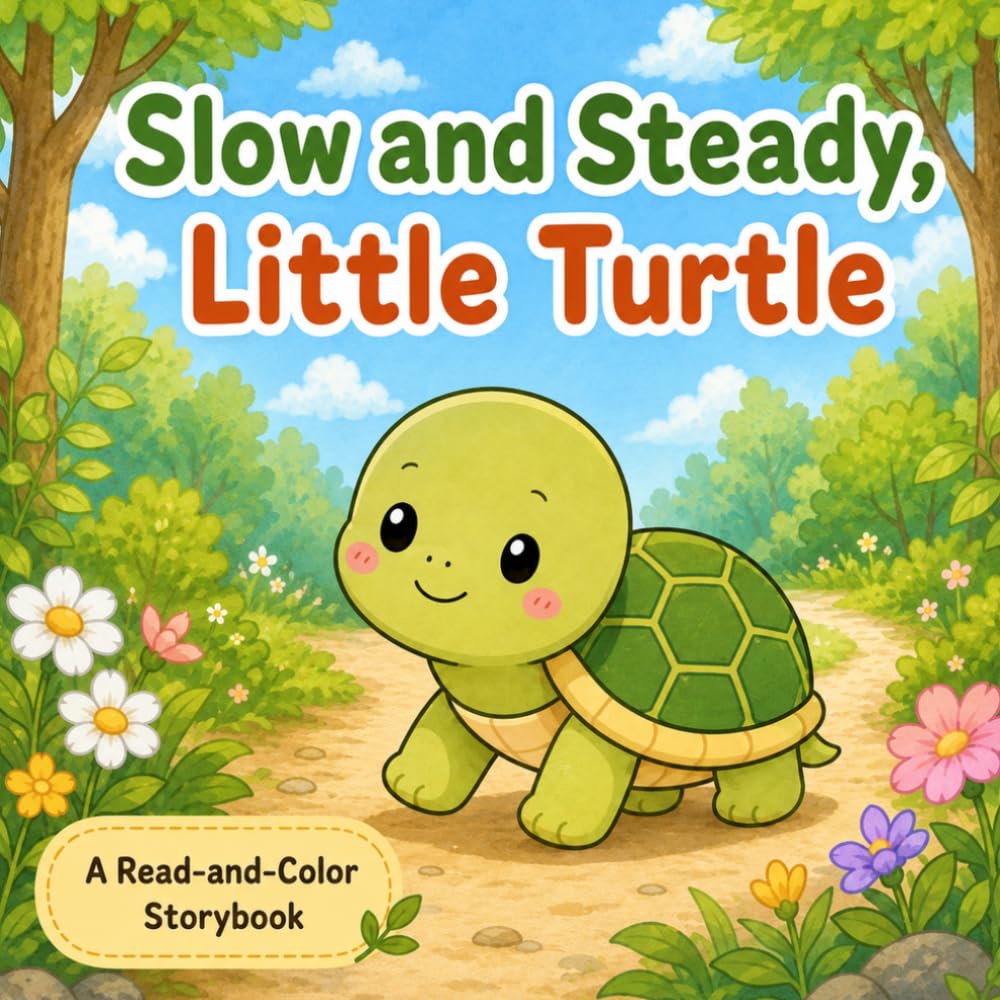 Slow and Steady, Little Turtle: A Read-and-Color Storybook