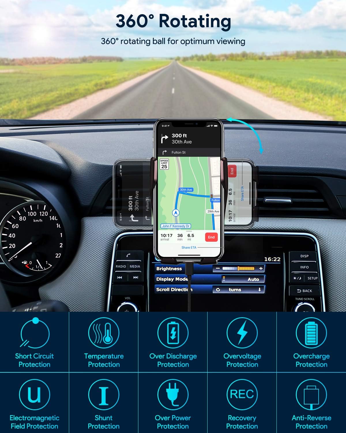 Suреr Dеаl Prоduсt Wireless Car Charger, 10W Qi Fast Charging Auto-Clamping Car Mount Air Vent Phone Holder for iPhone 12 Series/ 11/11 Pro/ 11Pro Max/Xs Max/XS/XR/X/ 8/8P, Samsung S20 /S10 /S9 /S8 /Note10 /Note9