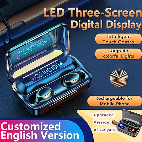 Miniatura 2 de BMHOLU - Auriculares inalámbricos con funda de carga grande y función de carga de teléfono, IPX5 impermeable, sonido estéreo de alta fidelidad,