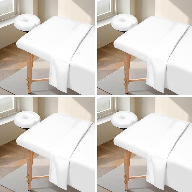 Jogo de lençóis para maca de massagem FAHKNS em microfibra, 3 peças, branco