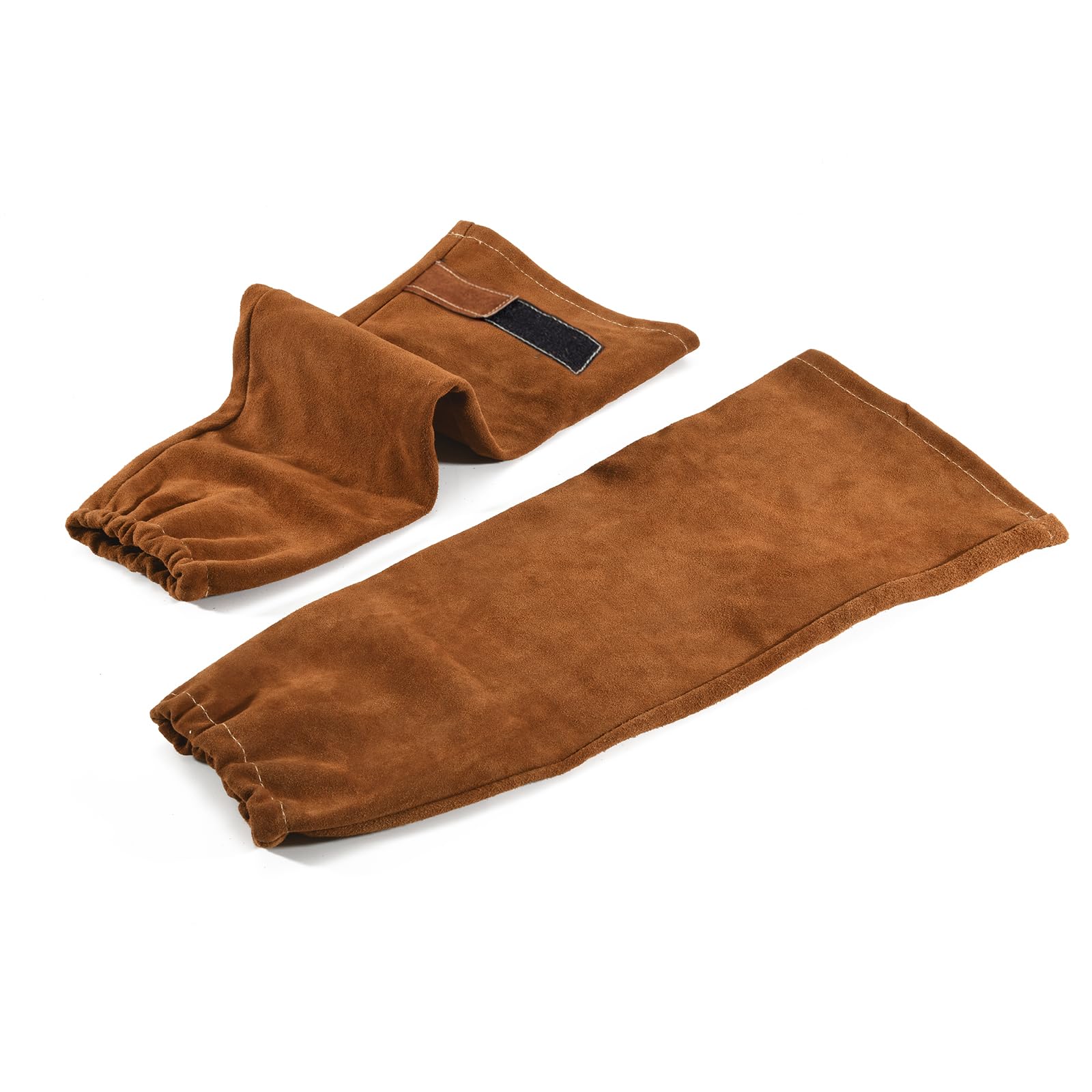 Leather Welding Work Sleeves for Men&Women - Heat&Flame Resistant Arm Protection with Kevlar Stitching and Cotton Lining, Brown, One Size Fit Most