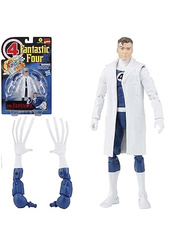 Figura de Acción de Marvel Hasbro Legends Series Retro Fantastic Four Mr. Fantástico de 6 pulgadas, Incluye 4 Accesorios