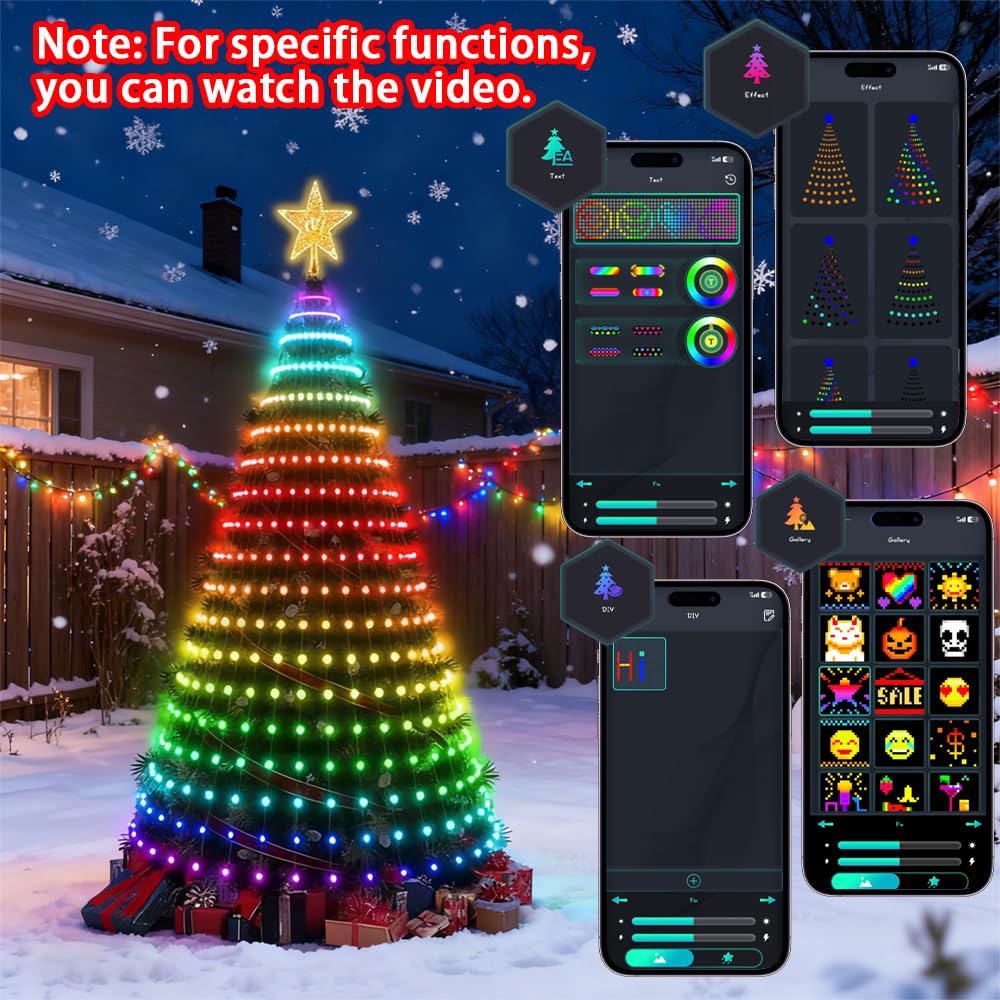 Guirlande lumineuse pour sapin de Noël - 400 LED - Étanche IP65 - Éclairage de Noël - Contrôle par application - Port USB - Éclairage de Noël