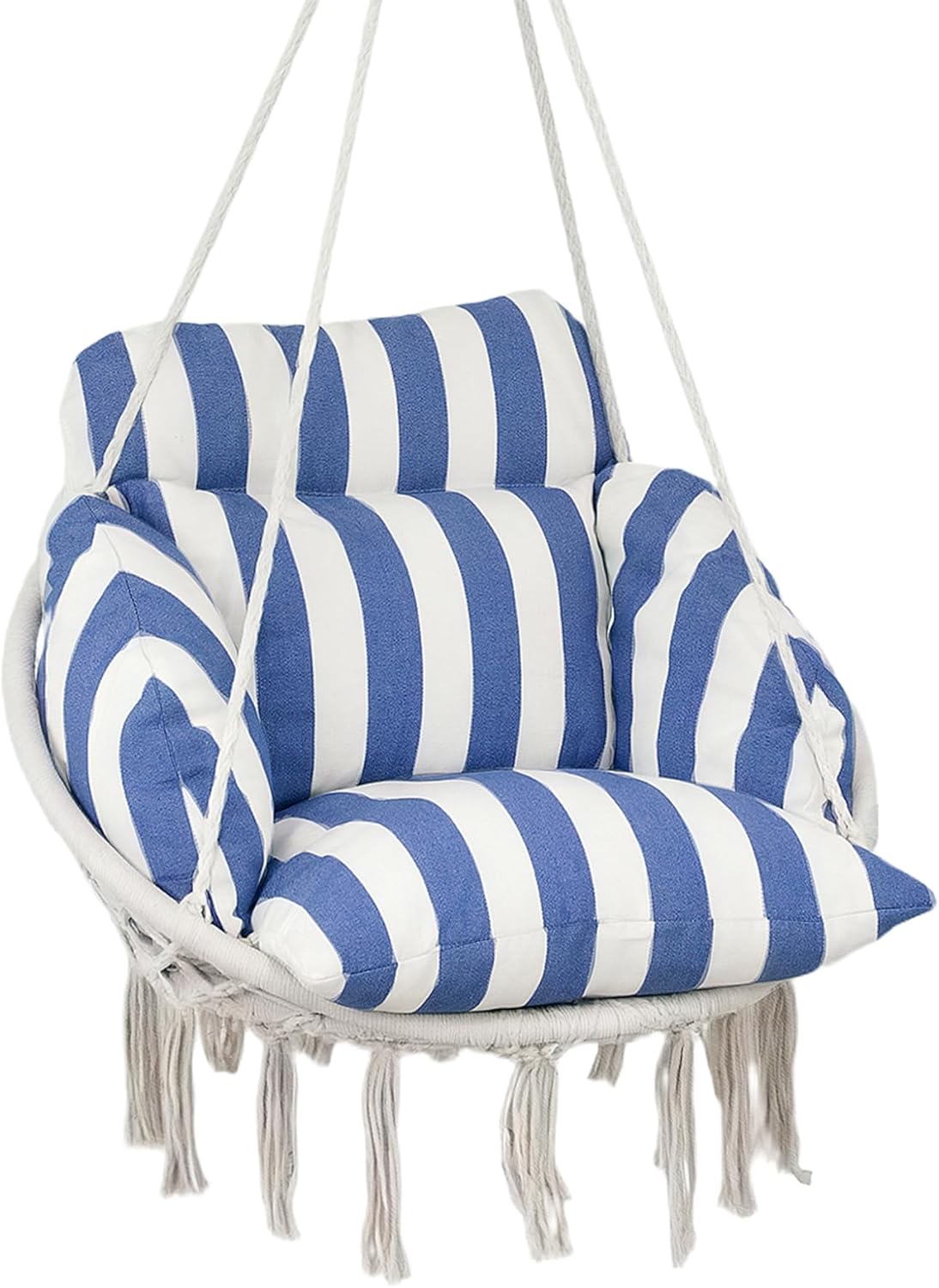 Outsunny Hammock Swing Chair with blue and white striped cushion