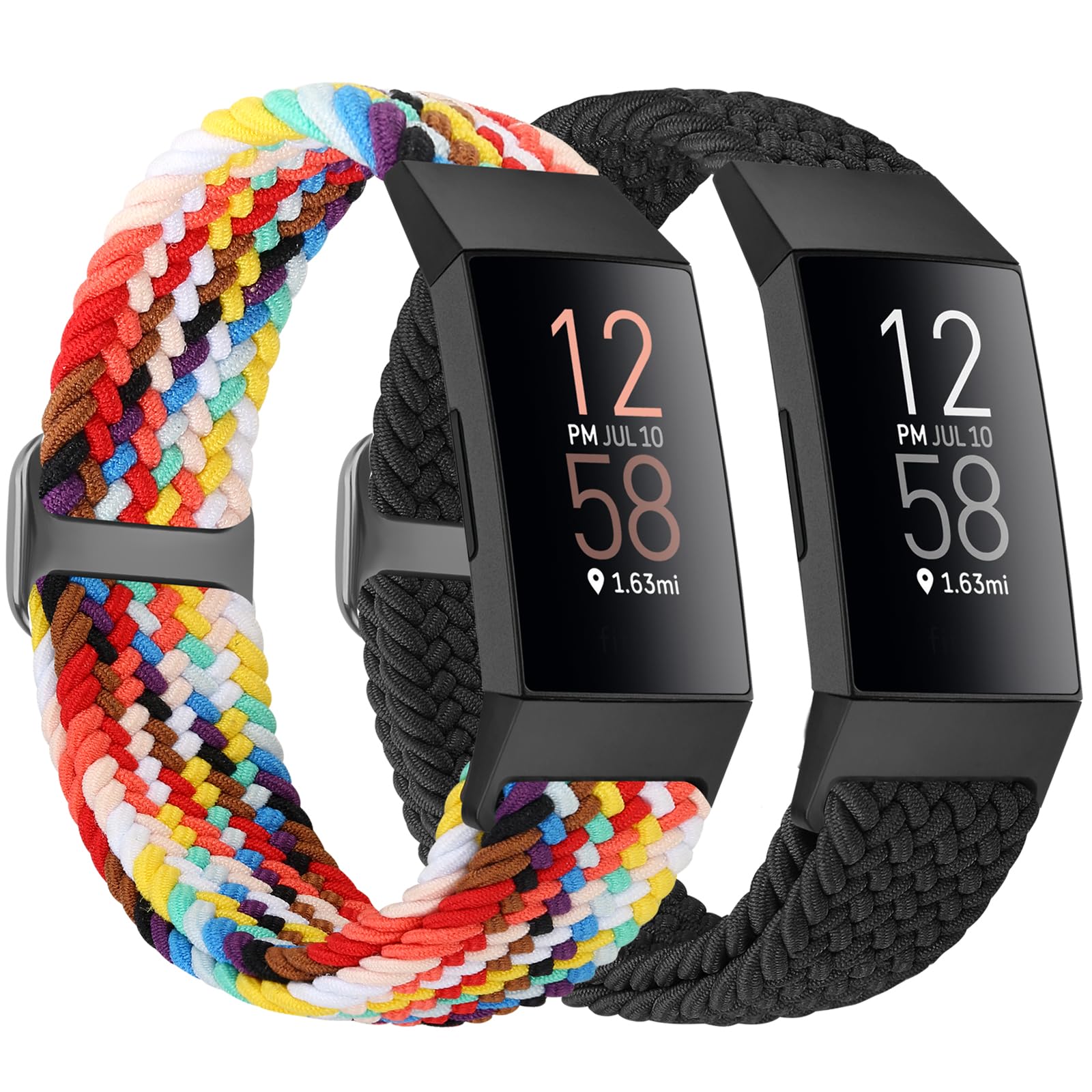 Bcuckood Braided Strap Compatible with Fitbit Charge 4/Charge 3 Straps for Women Men Adjustable Elastic Sport Soft Nylon Replacement Wristband for Fitbit Charge 4/Charge 3/SE