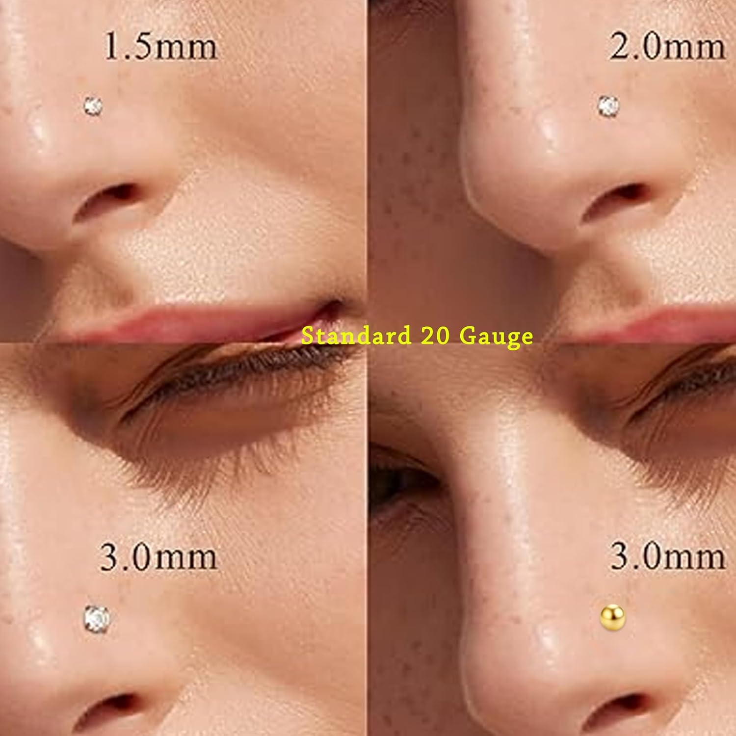 12PCS Hypoallergenic 14K Gold Plated 18G Nose Rings Studs Set for Women Men:3Pcs nose rings & 6Pcs L Shaped Nose Studs & 3Pcs Clear Nose Studs Gold/Silver 316L Surgical Stainless Steel Nose Piercing Jewelry