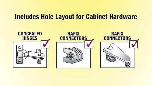 Miniatura 8 de Milescraft 1316 Cabinet Mate - Plantilla de perforación de pasador de estante para crear agujeros para estantes sin tambaleo. Plantilla de hardware