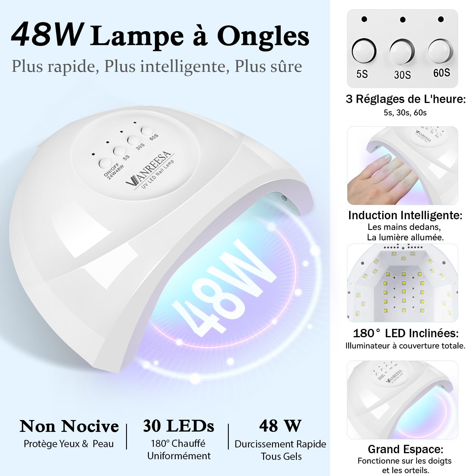 VANREESA Kit Vernis Semi Permanent, 35 Couleurs Vernis Gel UV Semi Permanent avec Lampe UV, Ponceuse Électrique pour Ongles, Base Top Coat Manucure Outils Accessoires, Cadeau pour Débutants