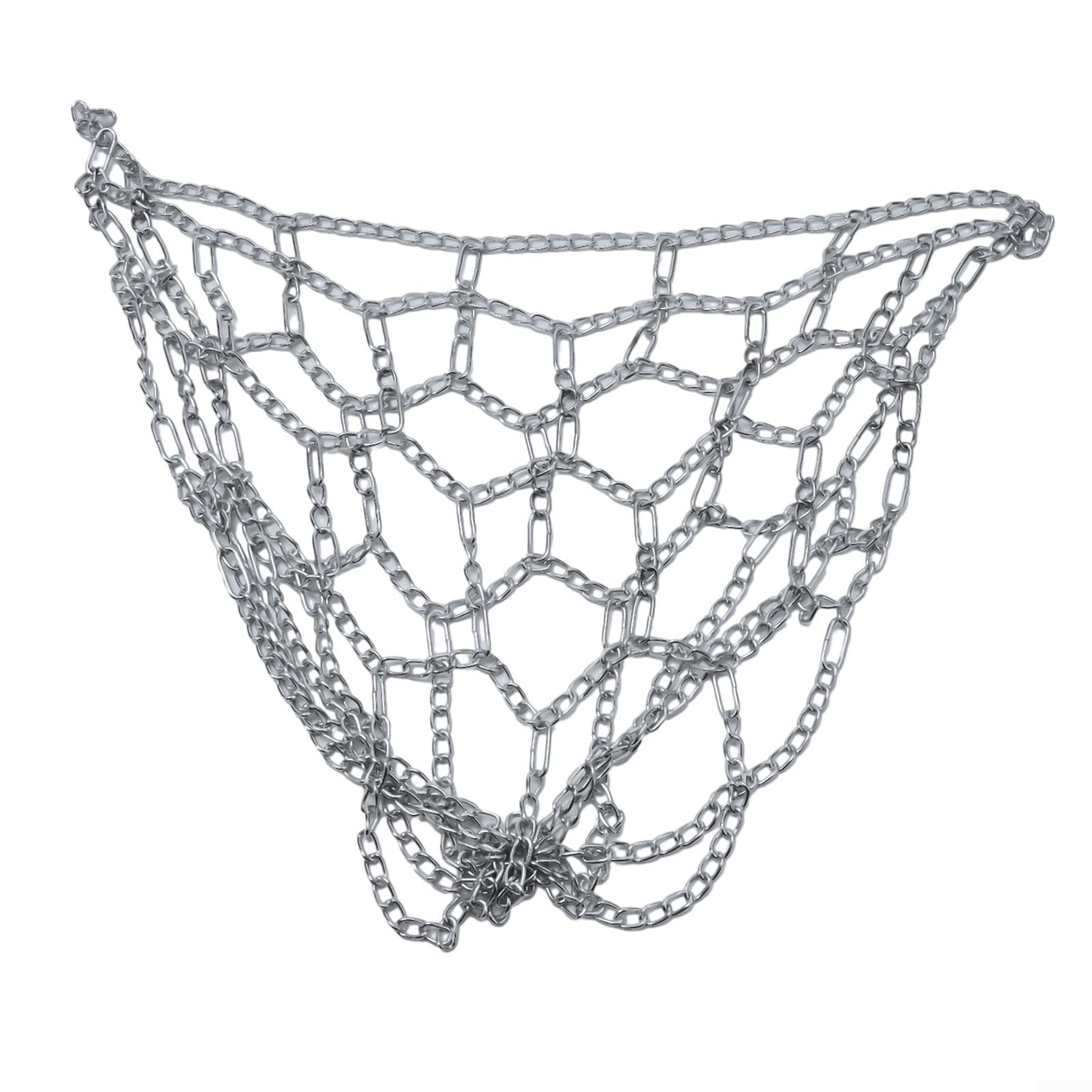 Accarugty Portable Basketball Net Galvanised Steel Basketball Net Chain, Duty Replacement Netting For Standard Outdoor Hoops & Rims Weather Resistant (Silver)