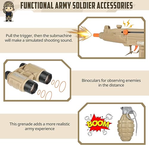 Miniatura 8 de GIFTINBOX Kids Army Soldier Dress Up Costume Role Play Set, Deluxe Christmas Gift for Kids Boys Aged 3-12