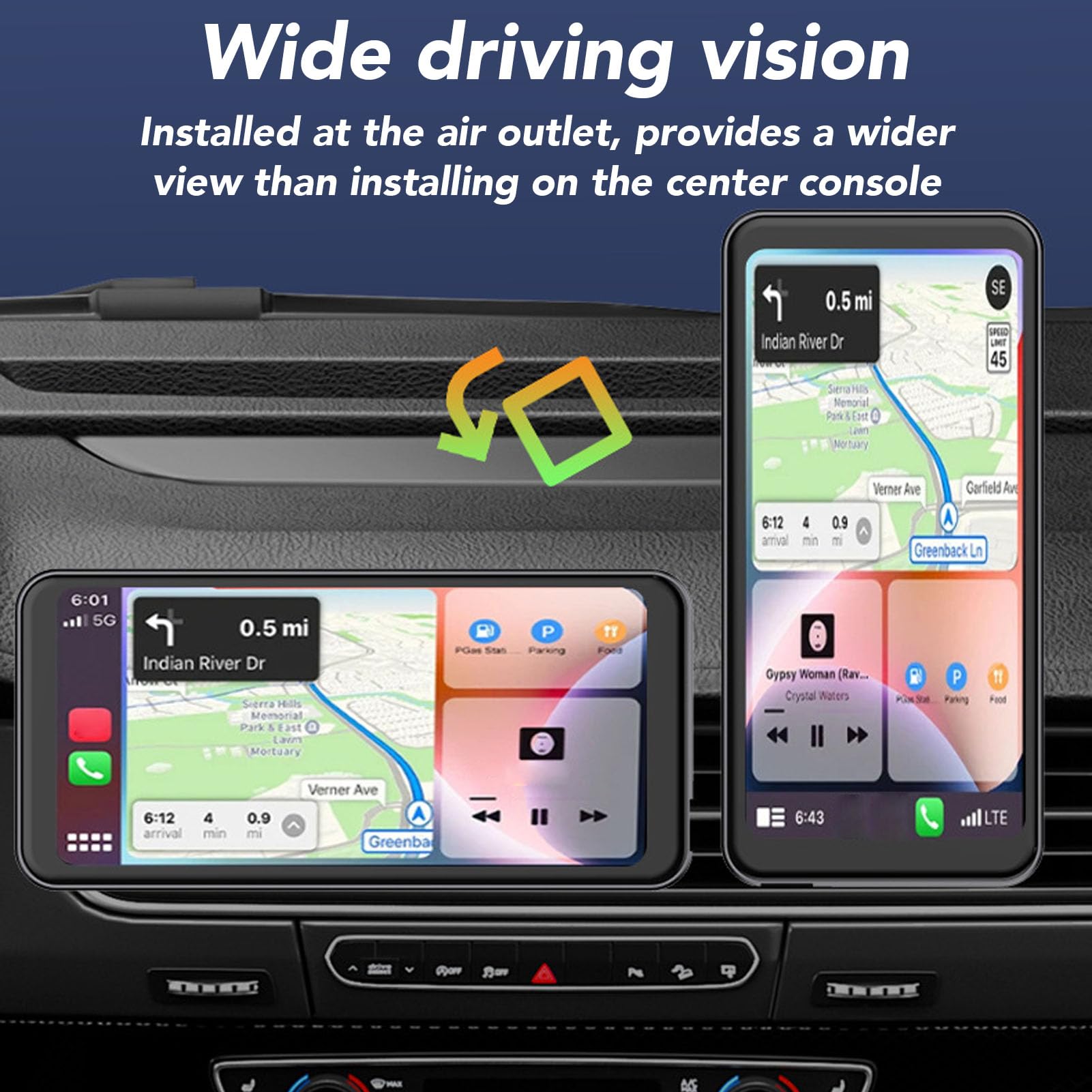 Buachois Kabelloses Auto Stereo mit HD Touchscreen 6.5 Zoll, portabler Auto Bildschirm für Multimedia