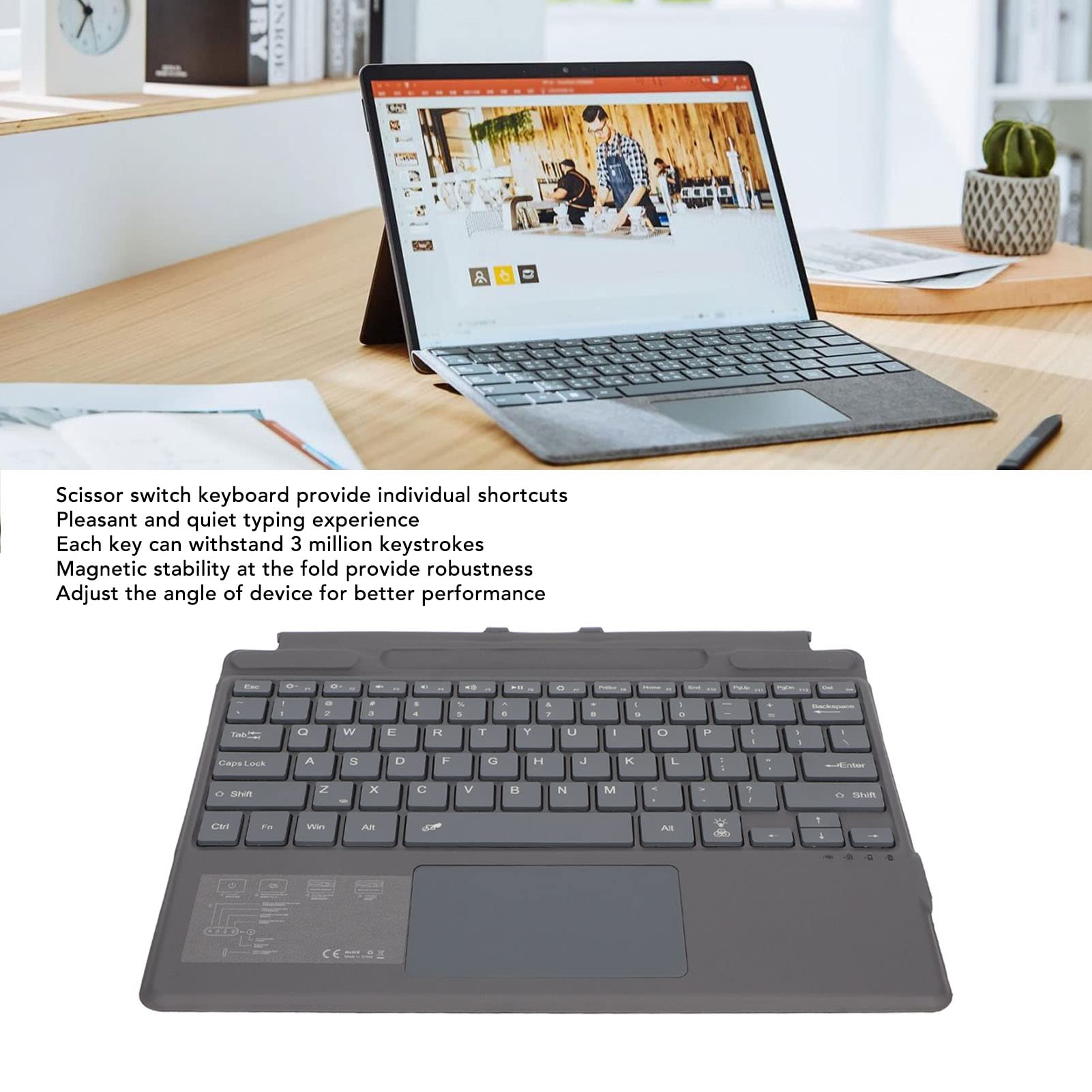 Bluetooth Keyboard for Pro 8 Pro X, Ultra Slim Portable Wireless Bluetooth Keyboard with RGB Lighting Effects, 2-Button Trackpad, 10M Wireless Distance
