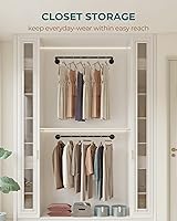 Vista 7 de OROPY Juego de 2 percheros industriales de tubería para montar en la pared, 38.4 pulgadas, barra de hierro resistente para ropa, barra multiusos