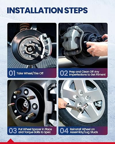 Miniatura 4 de KAX Espaciadores de rueda de 0.236 x 5.315 in, adaptadores de espaciador de rueda centrados de cubo de 2 pulgadas forjado negro con orificio de buje