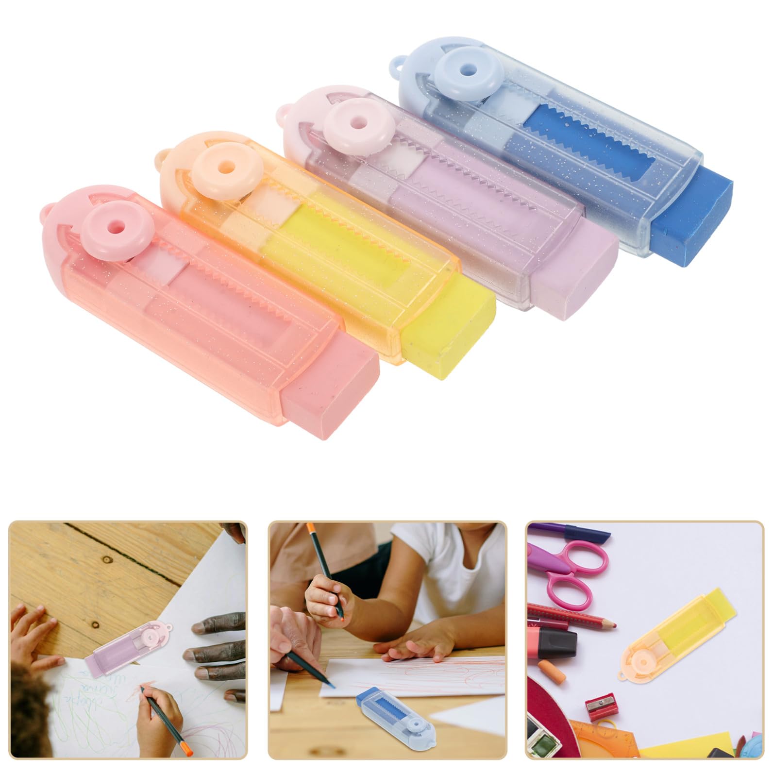 OSALADI 5 ensembles Adorables Gommes Pour Enfants Gommes Sèches Pour Crayons D'École Rétractables Pour Étudiants De Papeterie Pour 4 pièces * 5