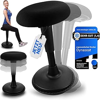 Ergonomischer Hocker höhenverstellbar zum Sitzen & Stehen (Schwarz, 65-85 Variante) - Sitzhocker Bürohocker ergonomisch - Schreibtischhocker mit Schwingeffekt - Stehhilfe