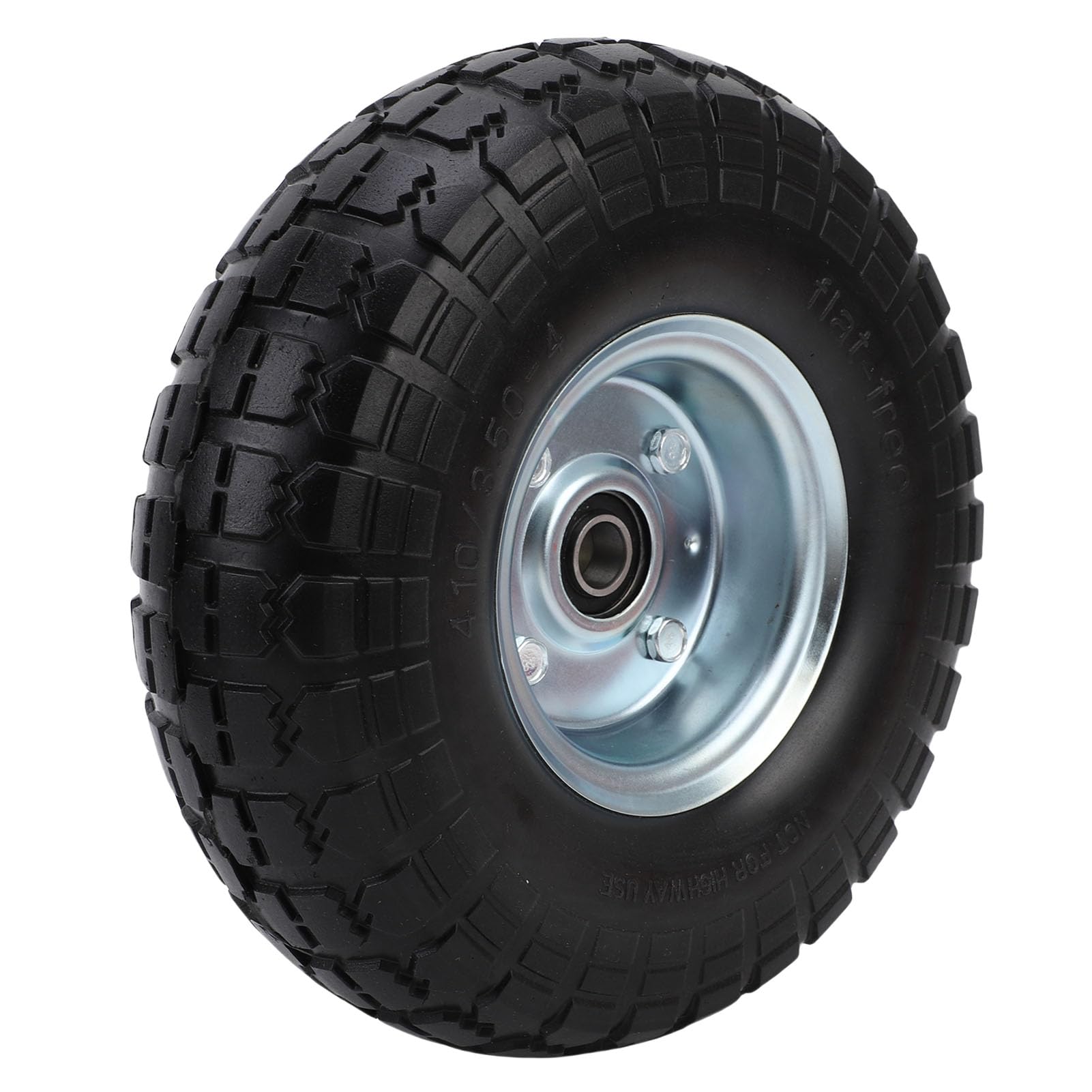 Rueda de Caucho Macizo, 2 Piezas de Repuesto de Rueda a Prueba de Pinchazos de 10 Pulgadas con Rodamientos de 5/8 de Pulgada, Buje Desplazado para Carro, Carretilla, Cortacésped, Generador,