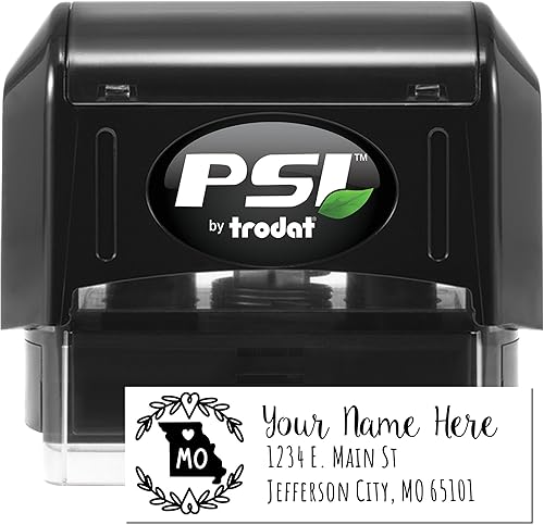 Miniatura 237 de State Love - Sello de dirección autoentintado para Texas, caja rosa, púrpura o negra, impresiones limpias y nítidas, diseño rectangular, tamaño 7/8