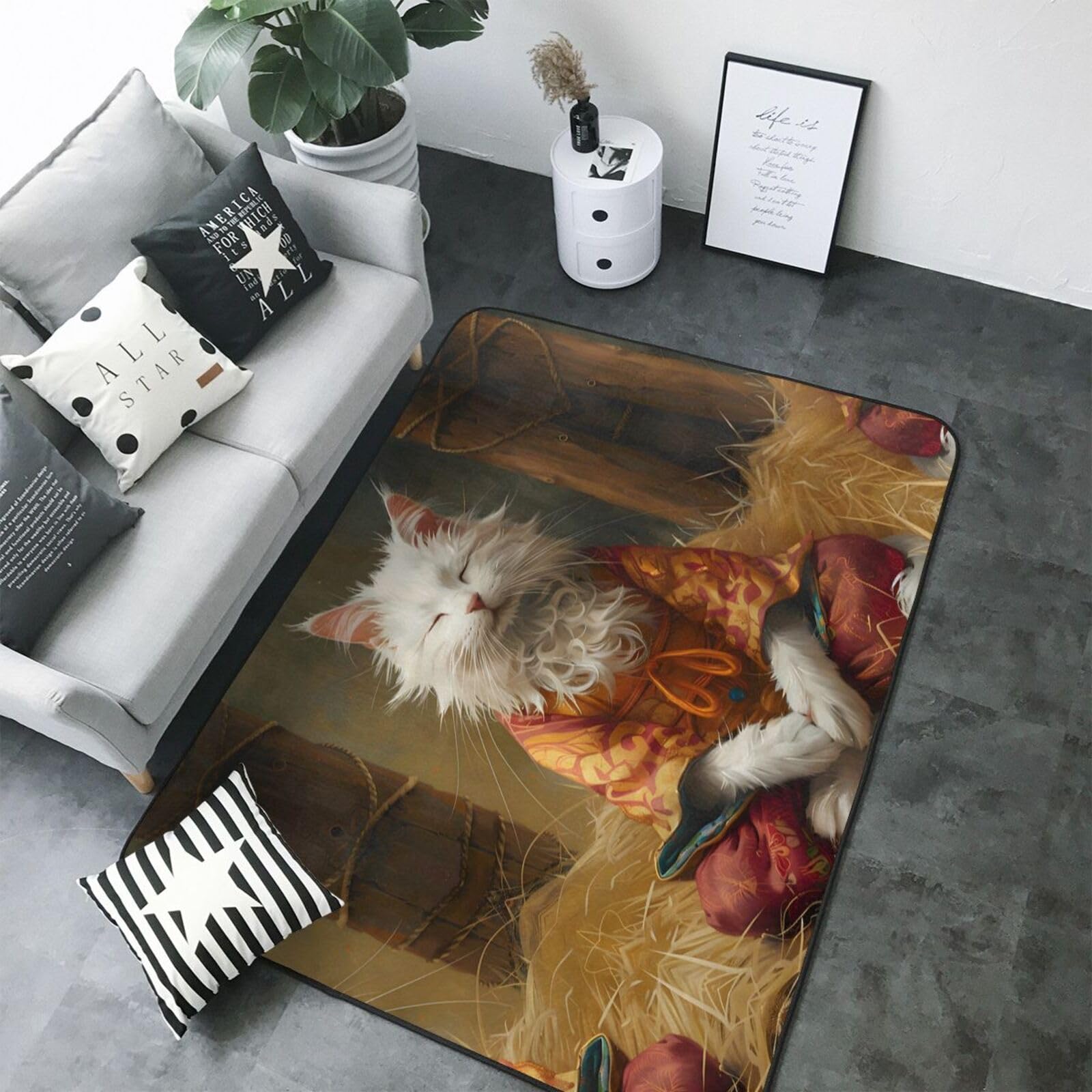 Tapis d'intérieur doux chat zen contre les sols froids du salon