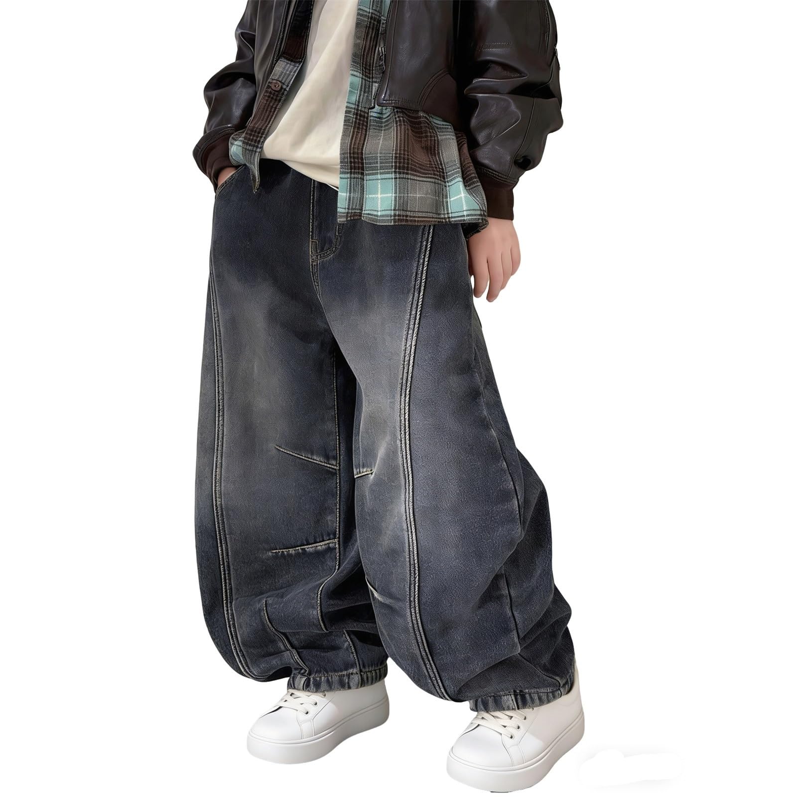 Genérico Pantalon Vaquero Niño - Pantalones Vaqueros para Niños Cálidos Y Gruesos Informales con Interior Suave para Invierno