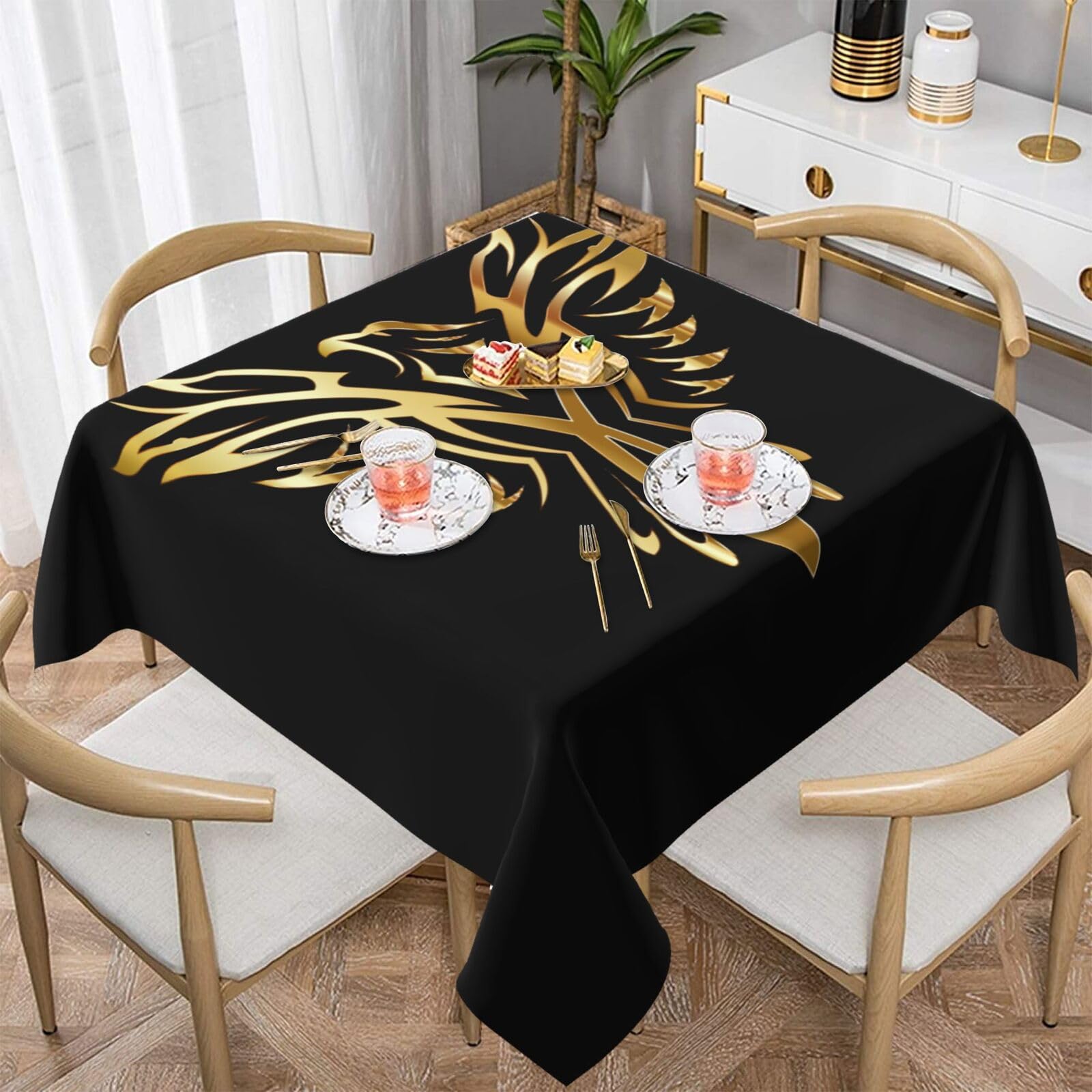 Nappe carrée Phoenix polyester imperméable 152x152 pour table de salle à manger