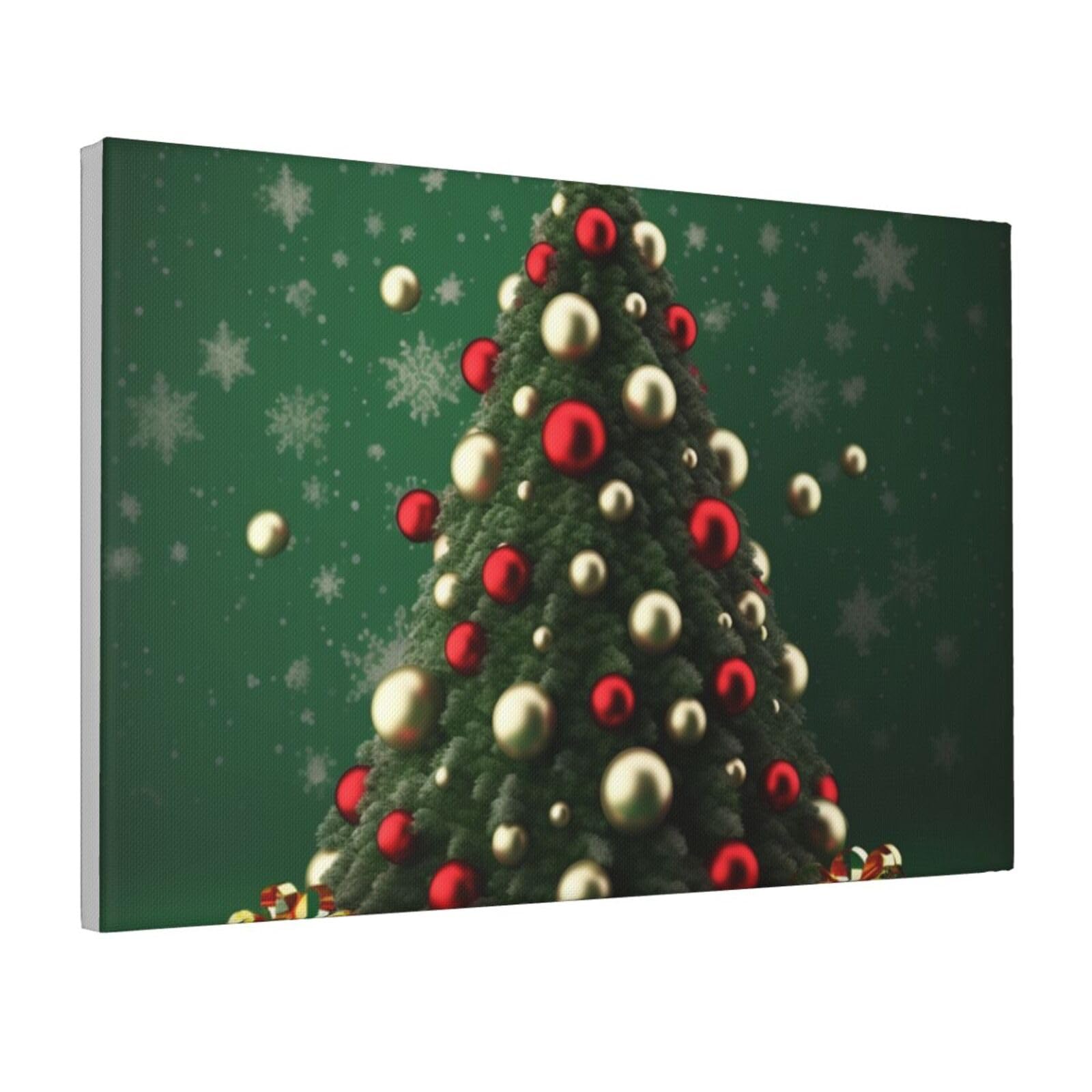 Framed Wall Art for Living Room Art Work, Round Ball Christmas Tree Picture Prints Modern Office Wall Paintings Poster Aesthetic Wall Decorations for Home Decor Ready To Hang 12"x18"