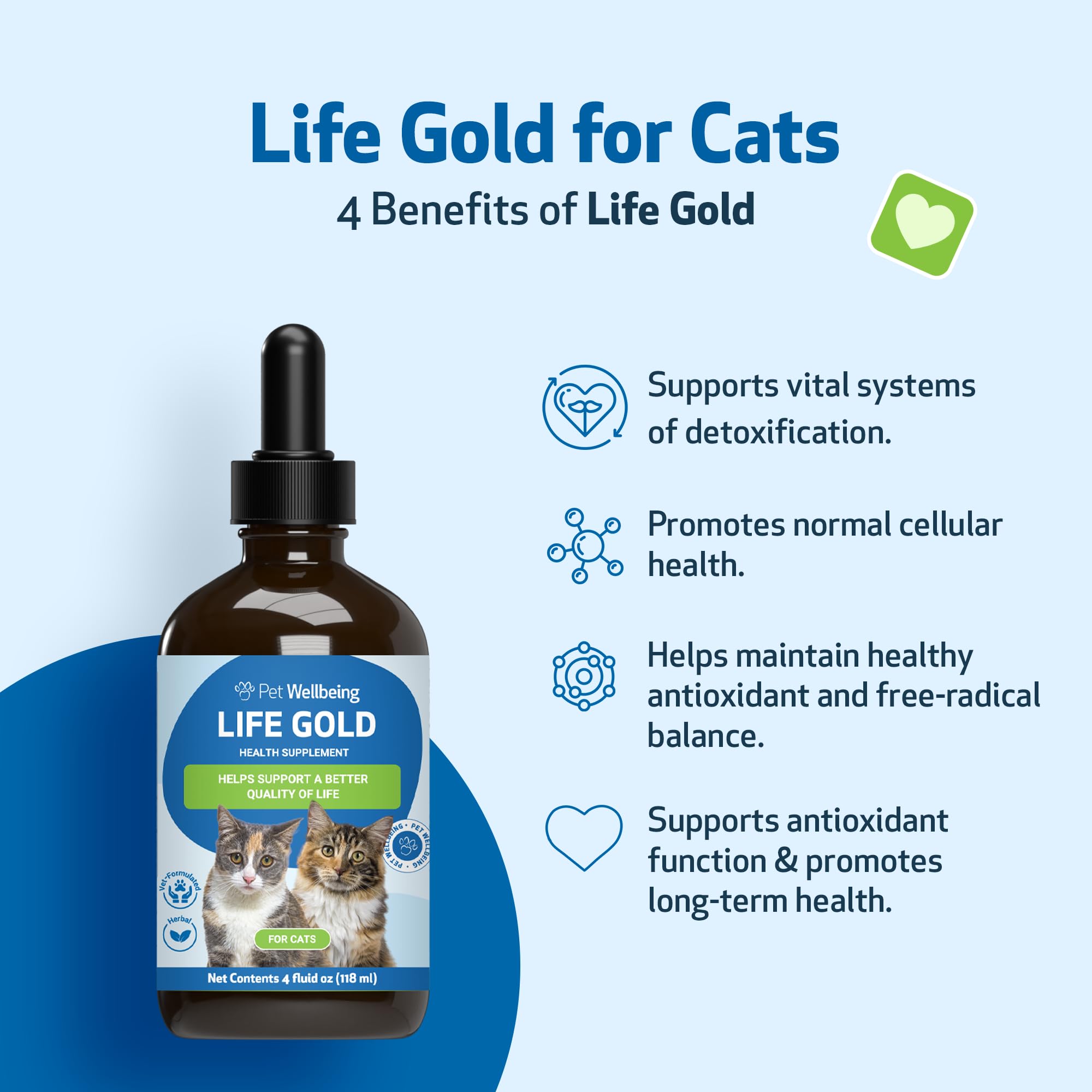 Pet Wellbeing Life Gold for Cats, Supports Detoxification, Immune System Health, Antioxidants - Image 3