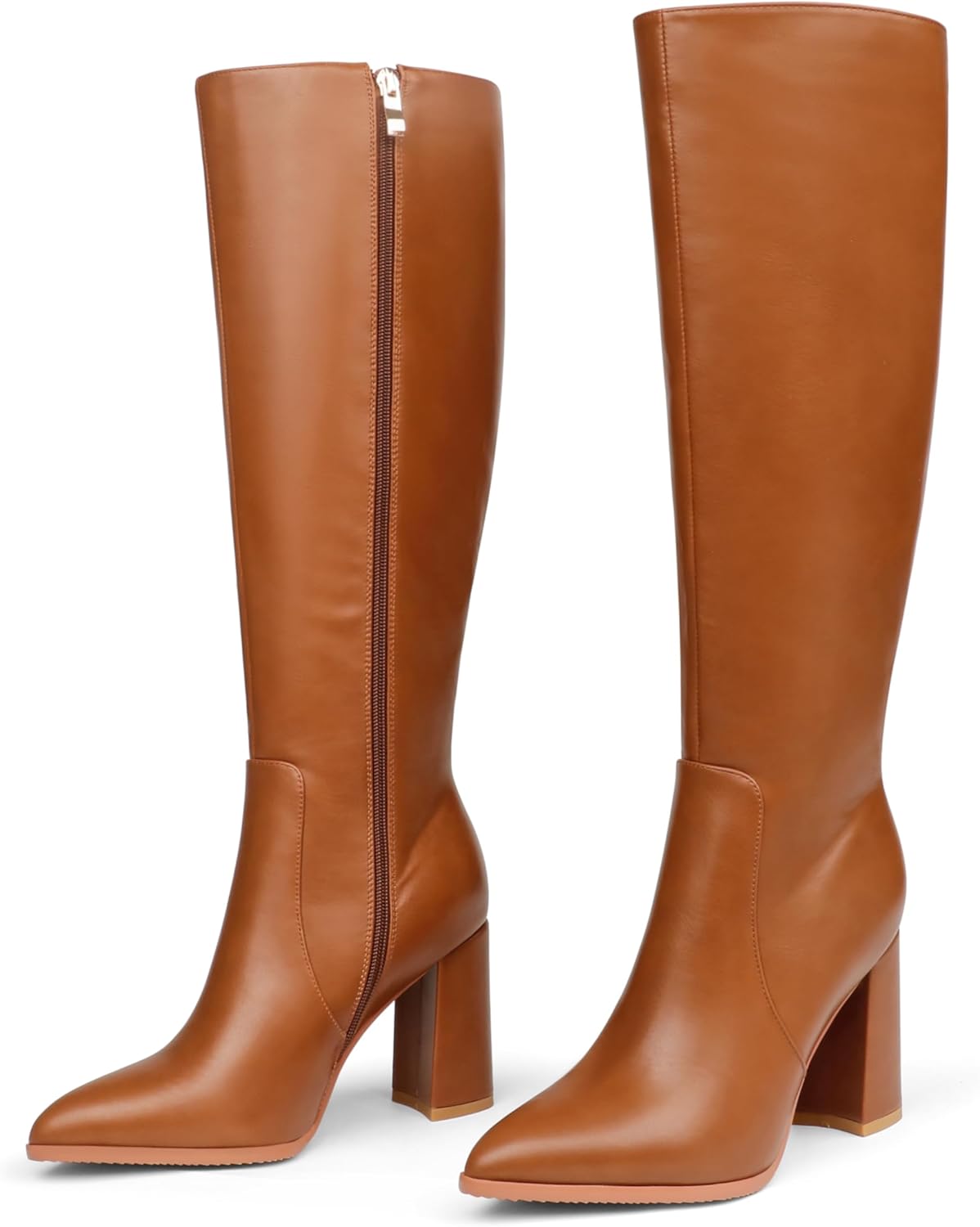 COLETER Women's Knee High Boots - Chunky Block Heels